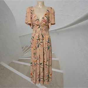 Angie size Large. Butterfly sleeves. V neck umpire waist. Crinkle fabric. Long